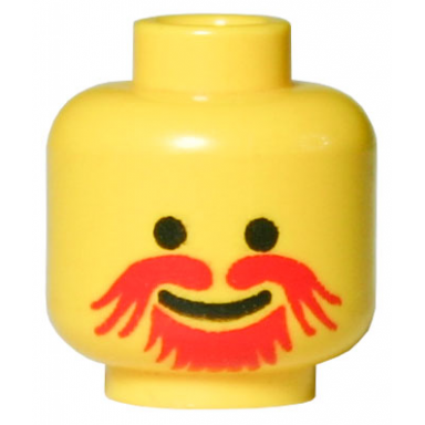 yellow minifigure head moustache red goatee pattern