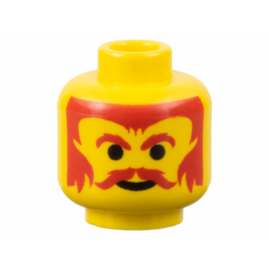 yellow minifigure head moustache red eyebrows and hair pattern