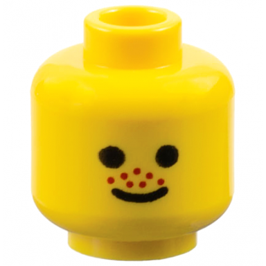 yellow minifigure head standard grin and red nose freckles pattern