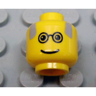 yellow minifigure head glasses with gray balding hair pattern
