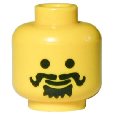 yellow minifigure head moustache curly spiky beard under mouth pattern