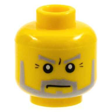 yellow minifigure head beard gray with gray eyebrows sideburns and crows feet wrinkles pattern
