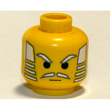 yellow minifigure head moustache white hair eyebrows pattern