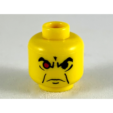 yellow minifigure head male angry eyebrows and red eye pattern