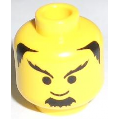 yellow minifigure head male black goatee eyebrows and hair pattern