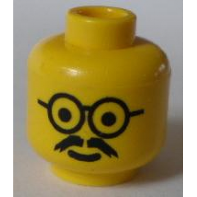 yellow minifigure head glasses with moustache pattern