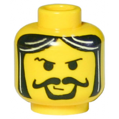 yellow minifigure head moustache curly gray streaks in hair pattern