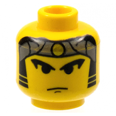 yellow minifigure head male gray bandana with gold dot eyebrows sideburns pattern