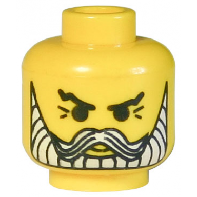 yellow minifigure head beard with white beard and moustache crows feet pattern