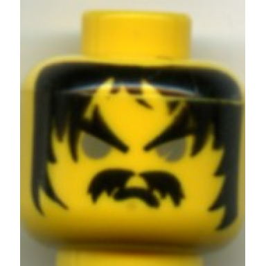 yellow minifigure head moustache gray eyes frown pattern