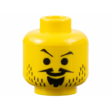 yellow minifigure head moustache pointed goatee and stubble pattern