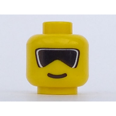 yellow minifigure head glasses with dark ski goggles pattern