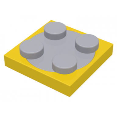 yellow turntable 2 x 2 plate with light bluish gray top 3680 3679