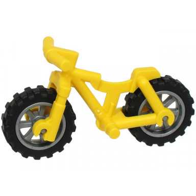 bicycle heavy mountain bike with straight handlebars with flat silver wheels and black tires 36934 50862 50861
