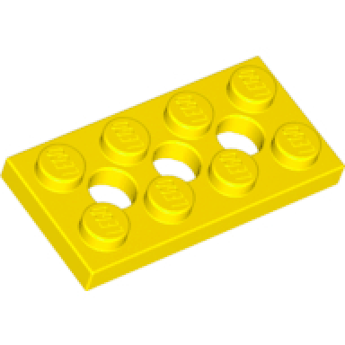 yellow technic plate 2 x 4 with 3 holes