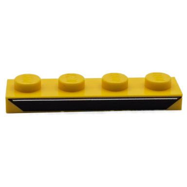 yellow plate 1 x 4 with black trapezoid with silver line pattern