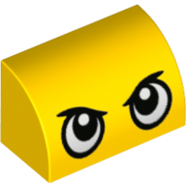 yellow slope curved 1 x 2 with large stern eyes pattern duckmobile