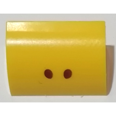 yellow slope curved 1 x 2 with 2 reddish brown dots pattern super mario mechakoopa nostrils