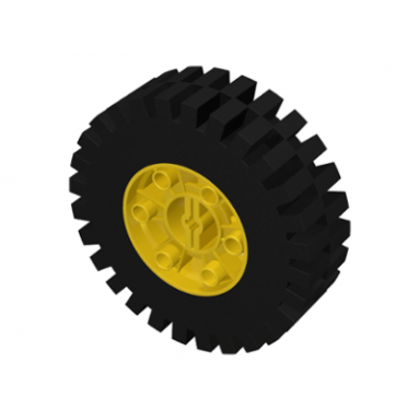 yellow wheel 24 x 43 technic with black tire 24 x 43 technic 3739 3740