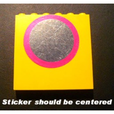yellow brick 1 x 6 x 5 with mirror with dark pink frame pattern sticker - set 232