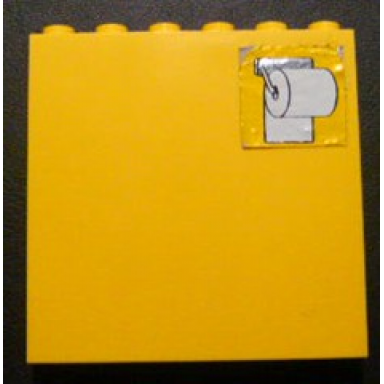 yellow brick 1 x 6 x 5 with toilet paper roll pattern sticker - set 232