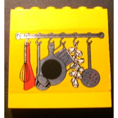yellow brick 1 x 6 x 5 with kitchen rack pattern sticker - set 232