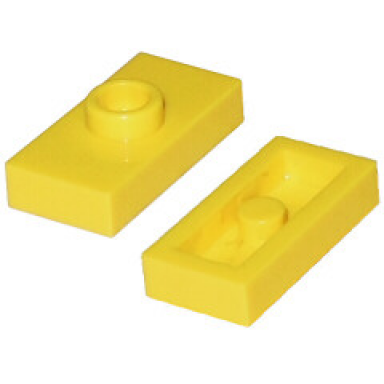 yellow plate modified 1 x 2 with 1 stud without groove jumper