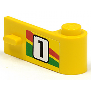 yellow door 1 x 3 x 1 right with number 1 and red and green stripe pattern sticker - set 6550