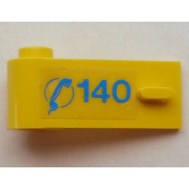 yellow door 1 x 3 x 1 left with blue telephone receiver and 140 pattern sticker - set 1589-2