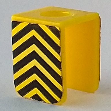 yellow minifigure vest with black upward chevrons pattern on both sides stickers