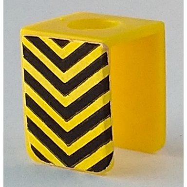 yellow minifigure vest with black downward chevrons pattern on both sides stickers
