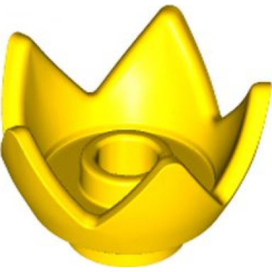 yellow minifigure headgear crown eggshell with 5 points and center stud