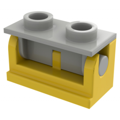 yellow hinge brick 1 x 2 with light gray top plate 3937 3938