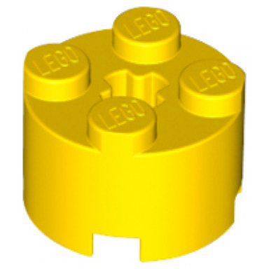 yellow brick round 2 x 2 with axle hole