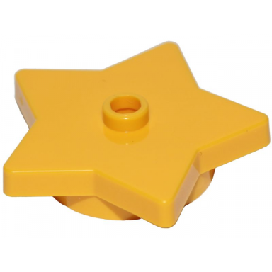 yellow plate round 4 x 4 x 2 3 with star and open stud