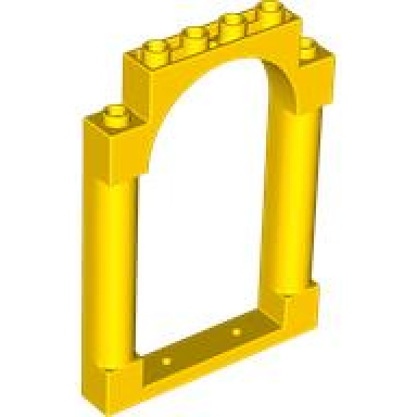 yellow door frame 1 x 6 x 7 arched with notches and rounded pillars