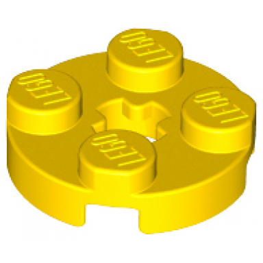 yellow plate round 2 x 2 with axle hole