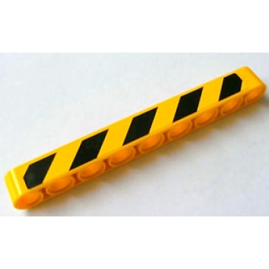 yellow technic liftarm thick 1 x 9 with black and yellow danger stripes pattern model left sticker - set 8069