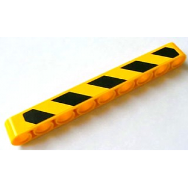 yellow technic liftarm thick 1 x 9 with black and yellow danger stripes pattern model right sticker - set 8069
