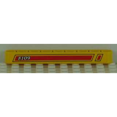 yellow technic liftarm thick 1 x 9 with red and black stripes and 8109 on left pattern sticker - set 8109