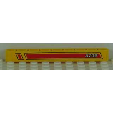 yellow technic liftarm thick 1 x 9 with red and black stripes and 8109 on right pattern sticker - set 8109