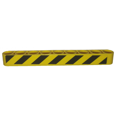 yellow technic liftarm thick 1 x 9 with black and yellow danger stripes pattern model left side sticker - set 9397