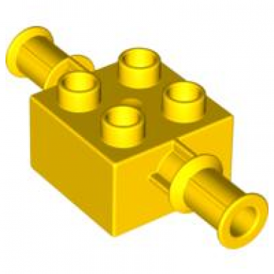 yellow duplo brick 2 x 2 with digger bucket arm holder