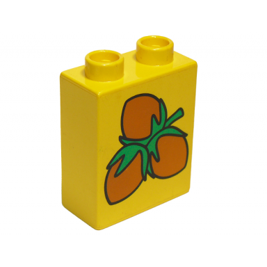 yellow duplo brick 1 x 2 x 2 with hazelnuts pattern