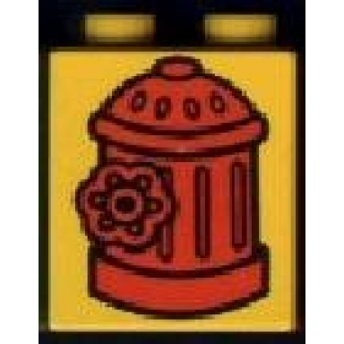 yellow duplo brick 1 x 2 x 2 with fire hydrant pattern