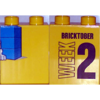 yellow duplo brick 1 x 2 x 2 with toys r us bricktober week 2 pattern
