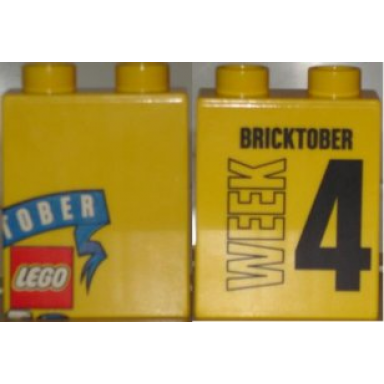 yellow duplo brick 1 x 2 x 2 with toys r us bricktober week 4 pattern