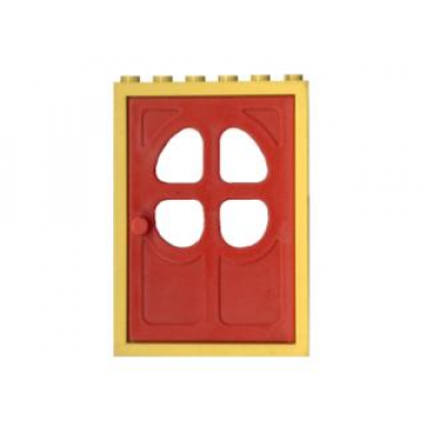 yellow door frame 2 x 6 x 7 with red fabuland door 1 x 6 x 7 with round pane in 4 sections 4071 4072