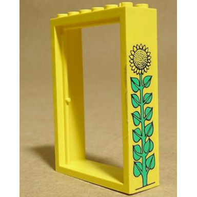 yellow door frame 2 x 6 x 7 with sunflower pattern sticker - set 3674