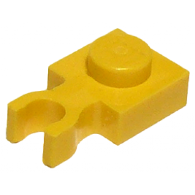 yellow plate modified 1 x 1 with u clip thin vertical grip